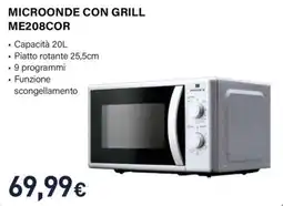 Unieuro ElectrolineMICROONDE CON GRILL Microonde con grill ME208COR offerta
