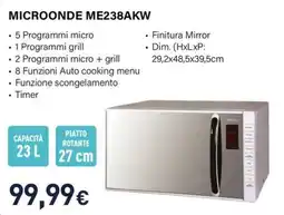 Unieuro Electroline microonde ME238AKW offerta