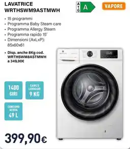 Unieuro Electroline lavatrice WRTHSWM9ASTMWH offerta