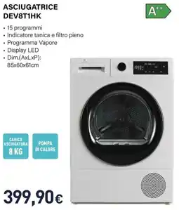 Unieuro Electroline asciugatrice DEV8T1HK offerta