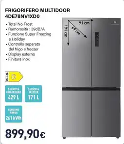 Unieuro Electroline frigorifero multidoor 4DE78NV1XDO offerta