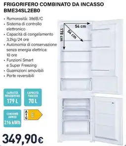 Unieuro Electroline frigorifero combinato da incasso BME34SL2EBO offerta