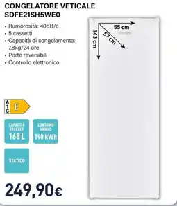 Unieuro Electroline congelatore veticale SDFE21SH5WEO offerta