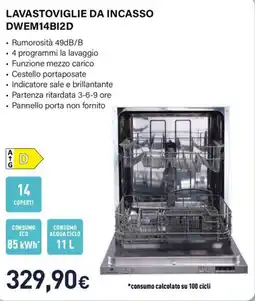 Unieuro Electroline lavastoviglie da incasso DWEM14BI2D offerta