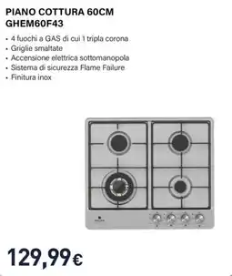 Unieuro Electroline piano cottura 60CM GHEM60F43 offerta