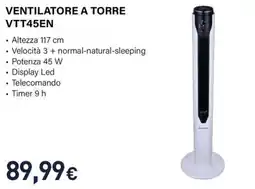 Unieuro Electroline ventilatore a torre VTT45EN offerta