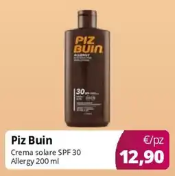 Acqua & Sapone Piz Buin Crema solare SPF 30 Allergy offerta