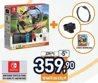 Unieuro Console switch + gioco ring fit adventure offerta