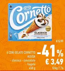 Conad 6 coni gelato cornetto ALGIDA offerta