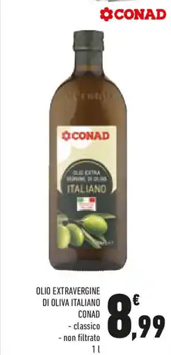 Conad Olio extravergine di oliva italiano CONAD offerta