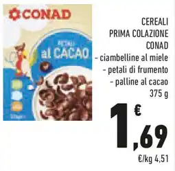 Conad Cereali prima colazione CONAD offerta