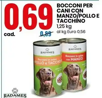 Eurospin Radames bocconi per cani con manzo / pollo e tacchino offerta