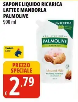 Tigros Sapone liquido ricarica latte e mandorla PALMOLIVE offerta