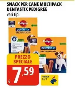 Tigros Snack per cane multipack dentastix PEDIGREE offerta