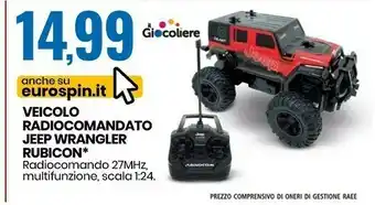 Veicolo radiocomandato jeep wrangler rubicon