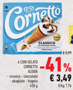 Conad Superstore 6 coni gelato cornetto ALGIDA offerta