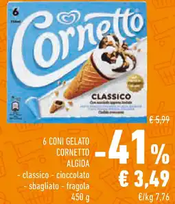 Conad Superstore 6 coni gelato cornetto ALGIDA offerta