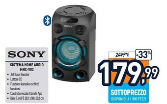 Unieuro Mhc-v02 mini impianto audio domestico nero offerta