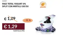 Prezzemolo e Vitale Fage total yogurt 0% split con mirtilli offerta