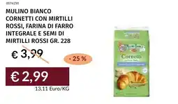Prezzemolo e Vitale Mulino bianco cornetti con mirtilli rossi, farina di farro integrale e semi di mirtilli rossi offerta
