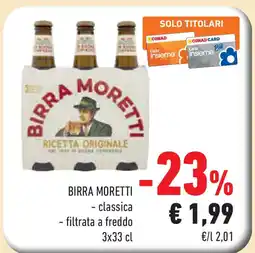 Conad Superstore BIRRA MORETTI classica filtrata a freddo offerta