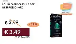Prezzemolo e Vitale Lollo caffe capsule dek nespresso 10pz offerta