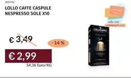 Prezzemolo e Vitale Lollo caffe caspule nespresso sole x10 offerta