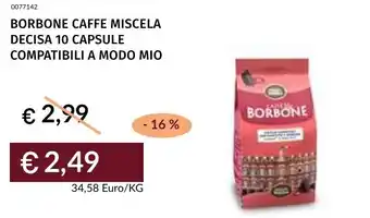 Prezzemolo e Vitale Borbone caffe miscela decisa 10 capsule compatibili a modo mio offerta
