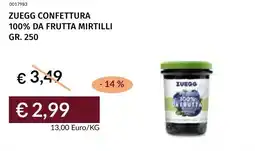 Prezzemolo e Vitale Zuegg confettura 100% da frutta mirtilli offerta