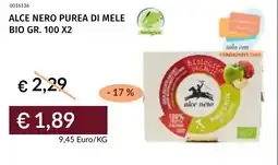 Prezzemolo e Vitale Alce nero purea di mele bio offerta