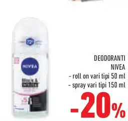 Conad Superstore Deodoranti NIVEA roll on-spray vari tipi offerta