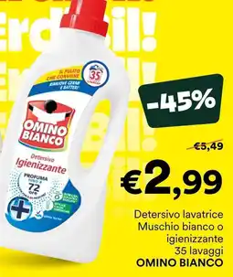 Unes Detersivo lavatrice Muschio bianco o igienizzante OMINO BIANCO offerta