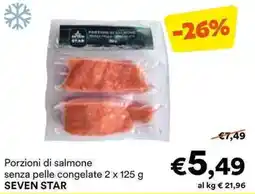 Unes Porzioni di salmone senza pelle congelate SEVEN STAR offerta