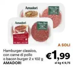 Unes Hamburger classico, con carne di pollo o bacon burger AMADORI offerta