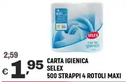 A&O Carta igienica selex 500 strappi 4 rotoli maxi offerta