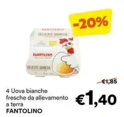Unes 4 Uova bianche fresche da allevamento a terra FANTOLINO offerta