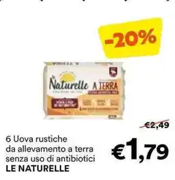 Unes 6 Uova rustiche da allevamento a terra senza uso di antibiotici LE NATURELLE offerta