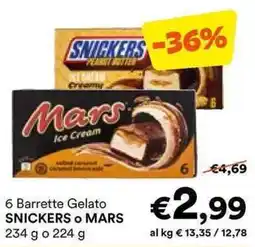 Unes 6 Barrette Gelato SNICKERS 0 MARS offerta