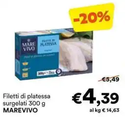 Unes Filetti di platessa surgelati MAREVIVO offerta