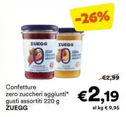 Unes Confetture zero zuccheri aggiunti gusti assortiti ZUEGG offerta
