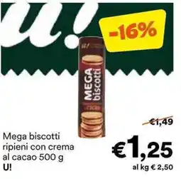 Unes Mega biscotti ripieni con crema al cacao U! offerta