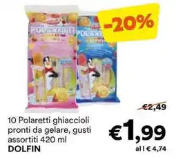 Unes 10 Polaretti ghiaccioli pronti da gelare, gusti assortiti DOLFIN offerta
