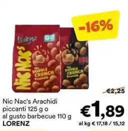Unes Nic Nac's Arachidi piccanti o al gusto barbecue LORENZ offerta