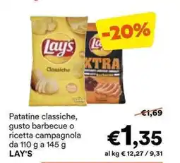 Unes Patatine classiche, gusto barbecue o ricetta campagnola LAY'S offerta