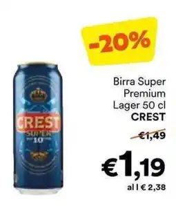 Unes Birra Super Premium Lager CREST offerta