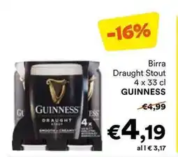 Unes Birra Draught Stout GUINNESS offerta