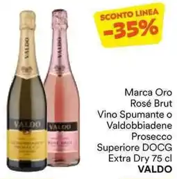 Unes Marca Oro Rosé Brut Vino Spumante o Valdobbiadene Prosecco Superiore DOCG Extra Dry VALDO offerta