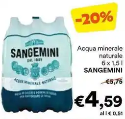 Unes Acqua minerale naturale SANGEMINI offerta