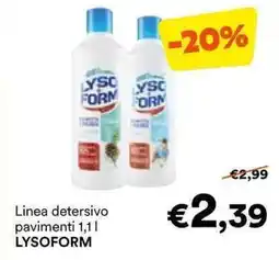 Unes Linea detersivo pavimenti LYSOFORM offerta