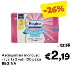 Unes Asciugamani monouso in carta 2 veli, 100 pezzi REGINA offerta